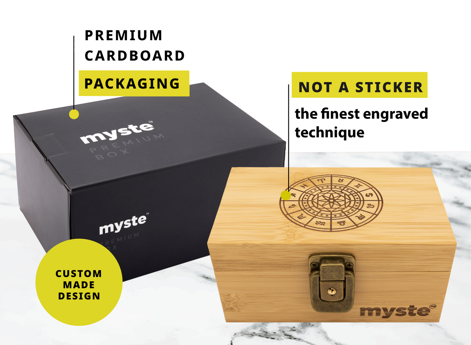 MYSTE ZODIAC Stash Box with Accessories, Grinder 2.5'', Smell Odor Proof  Set
